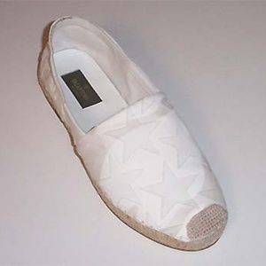 NEW VALENTINO white star print espadrilles flat 38